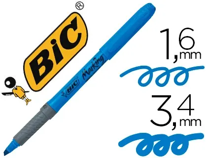 Surligneur bic grip caoutchouc pointe biseautée coloris bleu — Non classé