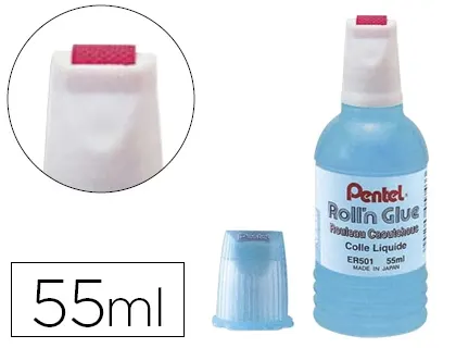 Colle Pentel Roll'n Glue Roulette Caoutchouc Inodore Lavable Transparente Flacon De 55 ml — Fournitures
