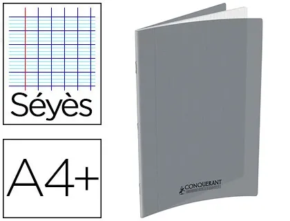 CONQUERANT CLASSIQUE Cahier 240 x 320 mm, Seyès, gris — Papier, cahier & courrier