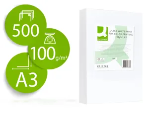 Papier q-connect multifonction ultrawhite a3 100g/m2 blancheur 170 opacité 96 rigidité 60 500 feuilles — Non classé