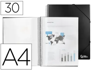 Protège-documents liderpapel polypropylène couverture rigide spirale 30 pochettes fixes a4 210x297mm coloris noir — Non…