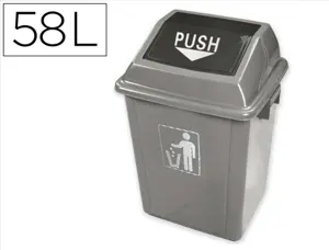 Poubelle q-connect plastique couvercle basculant ouverture facile 2 poignées 58l 470x330x760mm coloris gris — Non classé