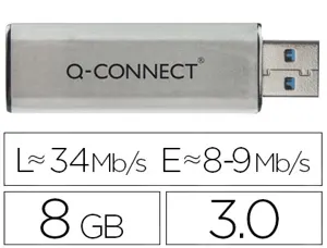 Clé usb q-connect 3.0 8gb lecture175mb/s écriture 60mb/s ré tractable interface superspeed 3.0 compatible usb 2.0 — Non…