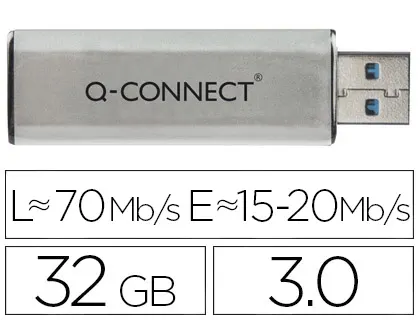Clé usb q-connect 3.0 32gb lecture175mb/s écriture 60mb/s    rétractable interface superspeed 3.0 compatible usb 2.0 — Non…