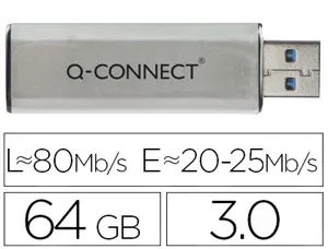 Clé usb q-connect 3.0 64gb lecture175mb/s écriture 60mb/s    rétractable interface superspeed 3.0 compatible usb 2.0 — Non…