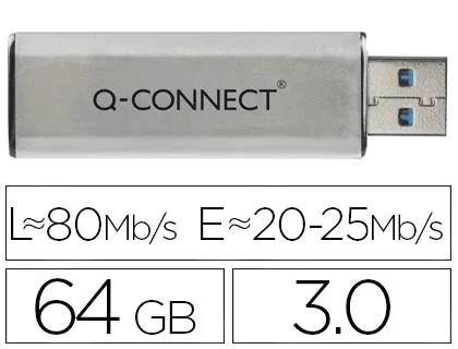 Clé usb q-connect 3.0 64gb lecture175mb/s écriture 60mb/s    rétractable interface superspeed 3.0 compatible usb 2.0 — Non…