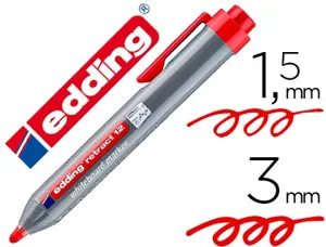 Marqueur edding e12 tableau blanc rétractable rechargeable pointe ogive 1.5/3mm effaçable à sec coloris rouge — Non classé