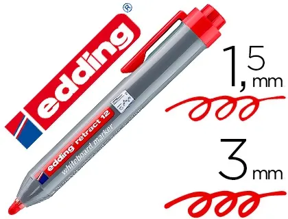 Marqueur edding e12 tableau blanc rétractable rechargeable pointe ogive 1.5/3mm effaçable à sec coloris rouge — Non classé