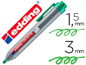 Marqueur edding e12 tableau blanc rétractable rechargeable pointe ogive 1.5/3mm effaçable à sec coloris vert — Non classé