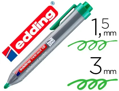 Marqueur edding e12 tableau blanc rétractable rechargeable pointe ogive 1.5/3mm effaçable à sec coloris vert — Non classé
