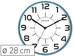 Horloge unilux pop quartz haute précision silencieuse pile 1,5v aa fournie diamètre 28cm lisibilité 30m bleu — Non classé