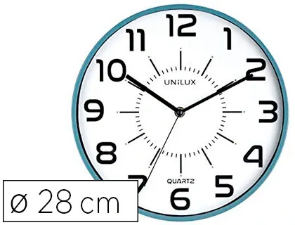 Horloge unilux pop quartz haute précision silencieuse pile 1,5v aa fournie diamètre 28cm lisibilité 30m bleu — Non classé