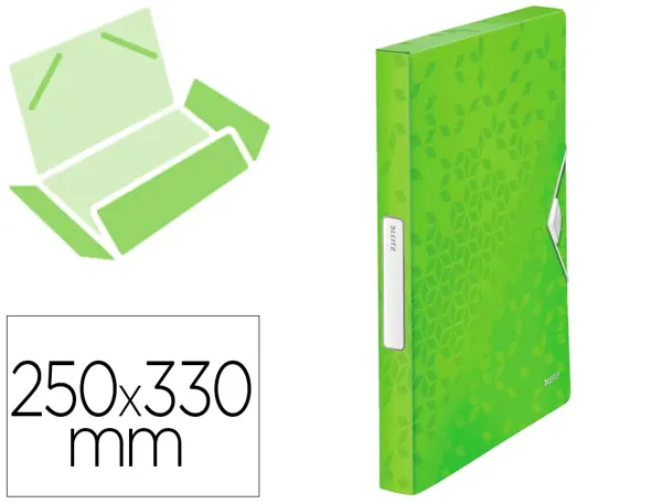 Boîte classement leitz wow polypropylène 250x330mm dos 30mm fermeture élastique étiquette coloris vert — Non classé