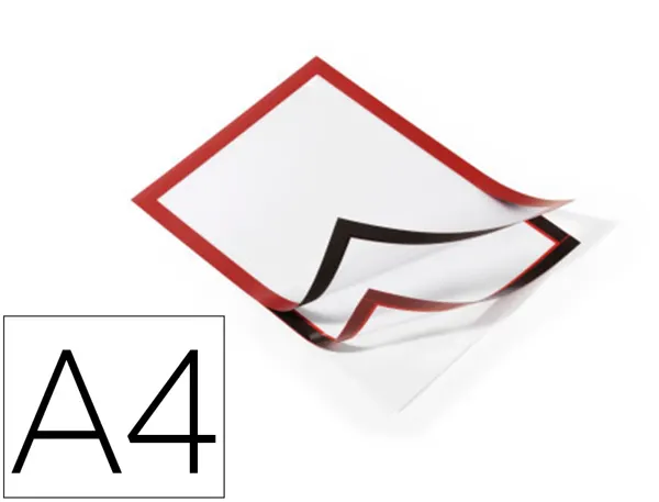 Sachet de 2 cadres d'affichage A4 adhésif repositionnable avec contour magnétique rouge, DURABLE — Aménagement d'espace