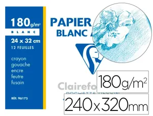 Clairefontaine Papier dessin "Blanc à Grain", 240 x 320 mm — Papiers à dessin