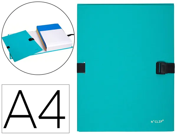 EXACOMPTA Chemise à dos extensible N'CLIP, A4, turquoise — Chemises & trieurs