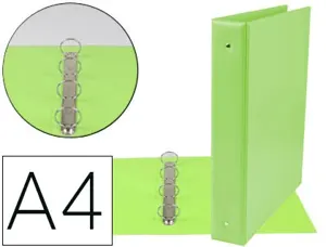 Classeur liderpapel 4 anneaux ronds 40mm a4 carton rembordé pvc coloris vert pistache — Non classé