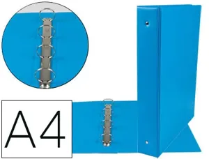 Classeur liderpapel 4 anneaux ronds 40mm a4 carton rembordé pvc coloris bleu ciel — Non classé