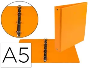 Classeur liderpapel 4 anneaux ronds 25mm a5 carton rembordé pvc coloris orange — Non classé