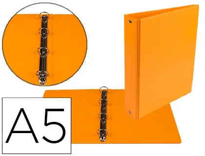 Classeur liderpapel 4 anneaux ronds 25mm a5 carton rembordé pvc coloris orange — Non classé