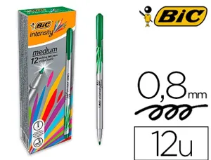 Feutre bic intensity pointe moyenne 0.8mm corps fin       capuchon couleur encre fluide intense coloris vert — Non classé