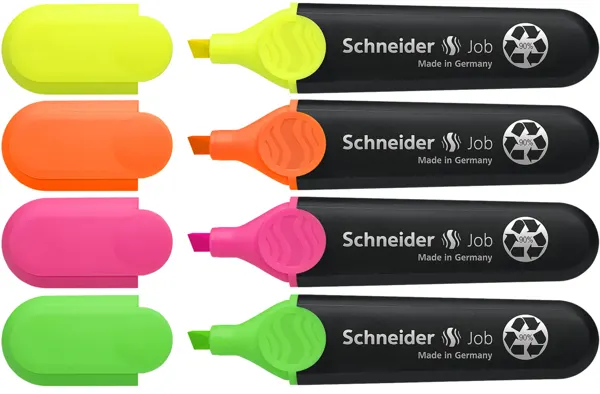 Surligneur Schneider Job Pointe Biseautée Rechargeable Avec Maxx 660 Refill Station Pochette 4 Coloris Assortis —… — vue 2