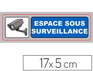 Plaque signalisation viso sign pvc auto-adhesive espace sous surveillance 17x5cm — Non classé