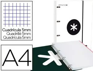 Classeur antartik 4 anneaux ronds 25mm a4 carton rembordé feuillets mobiles quadrillage 5mm coloris blanc — Non classé