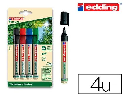 Marqueur Edding E-28 Ecoline Tableau Blanc Rechargeable Pointe Ogive 1,5/3mm Encre Cap-Off Effacable A Sec Set 4 —…