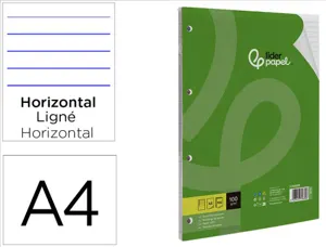 Bloc-notes liderpapel 100 feuilles encollées 100g a4 100 g/m2 ligné horizontal marge 4 trous — Non classé