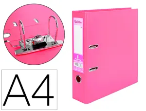 Classeur levier liderpapel a4 documenta carton rembordé 1,9mm dos 75mm rado métallique coloris rose — Non classé
