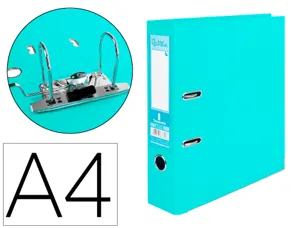 Classeur levier liderpapel a4 documenta carton rembordé 1,9mm dos 75mm rado métallique coloris vert clair — Non classé
