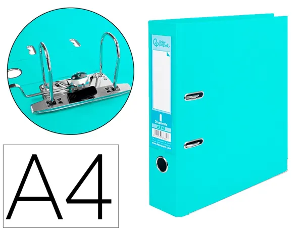 Classeur levier liderpapel a4 documenta carton rembordé 1,9mm dos 75mm rado métallique coloris vert clair — Non classé