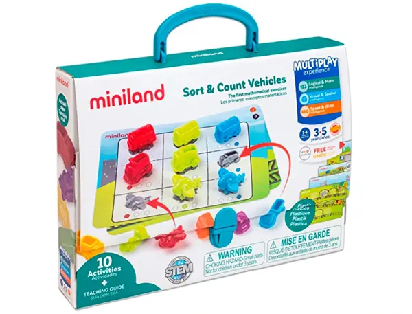 Voitures plastique miniland sort and count vehicles 10    activites plusieurs niveaux   36 pieces — Non classé