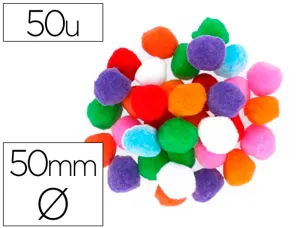 Pompons fontorpin polypropylene grande taille   50mm mix couleurs assorties   50 unites — Non classé