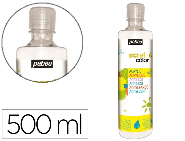 Gouache acrylique pebeo acrycolor indelebile couvrante brillante miscible tout support blanc flacon 500ml — Non classé