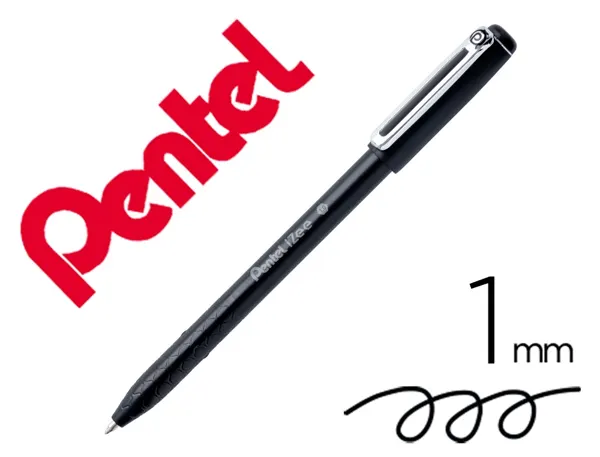 Stylo-bille pentel izee retractable ecriture moyenne  pointe 1mm encre faible       viscosite rechargeable noir — Non classé
