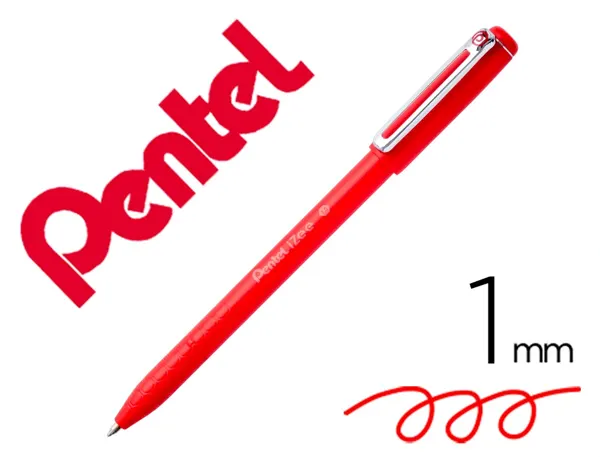 Stylo-bille pentel izee retractable ecriture moyenne  pointe 1mm encre faible       viscosite rechargeable rouge — Non classé