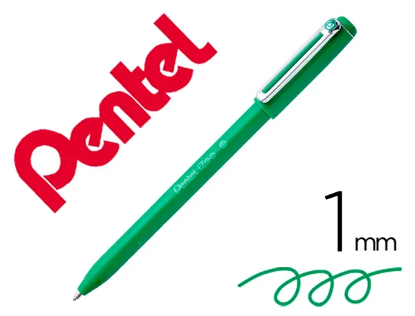 Stylo-bille pentel izee retractable ecriture moyenne  pointe 1mm encre faible       viscosite rechargeable vert — Non classé