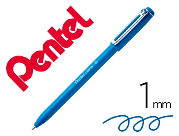Stylo-bille pentel izee retractable ecriture moyenne  pointe 1mm encre faible       viscosite rechargeable bleu — Non classé