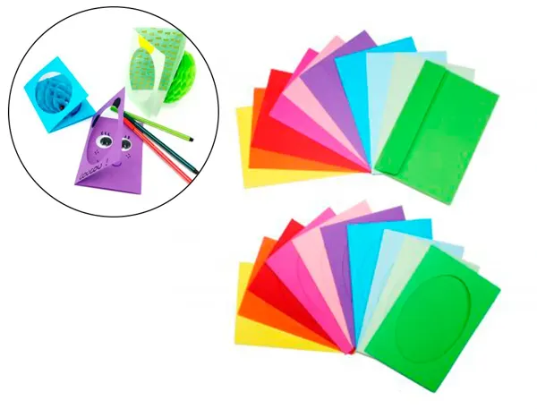 Cartes carton sodertex 230gm2 297x148mm 3 volets +          enveloppes papier 70gm2       100x150mm 10 coloris assortis —…