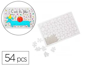 Puzzle carton sodertex 900gm2 a customiser avec trottoir 54 pcs 160x240mm coloris blanc   lot de 10 — Non classé