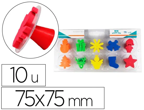 Set de 10 tampons D. 7,5 cm EVA thème Noël, N.C — Activités artistiques