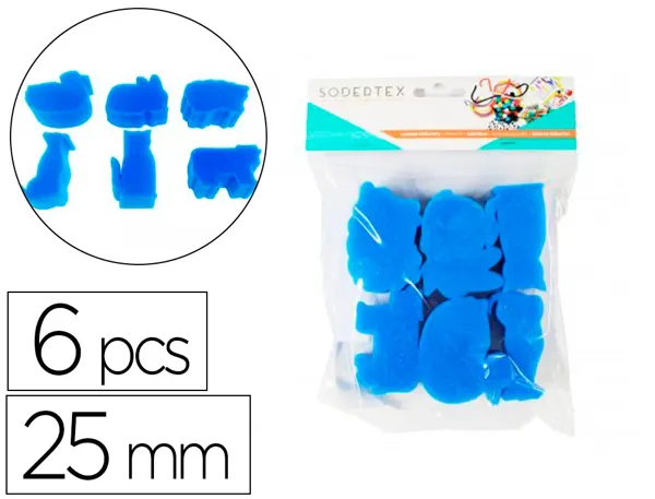 Eponges tampons sodertex animaux de la ferme a peindre 25mm 6 pcs coloris assortis — Non classé