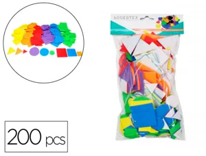 Formes geometriques sodertex en mousse eva adhesive 200    pcs tailles et coloris        assortis — Non classé