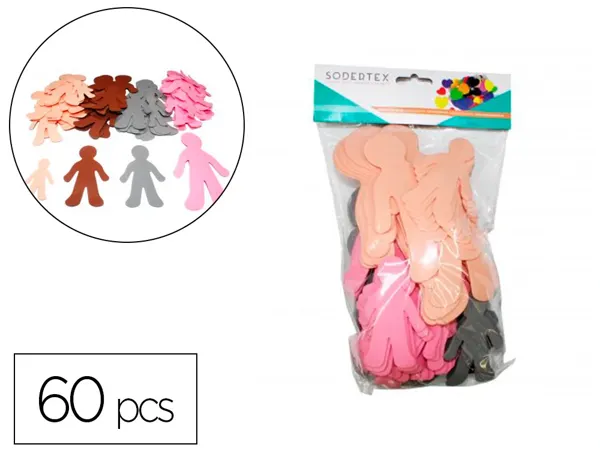 Familles du monde en mousse eva sodertex  2mm 3 tailles   60 pcs 4 coloris assortis — Non classé
