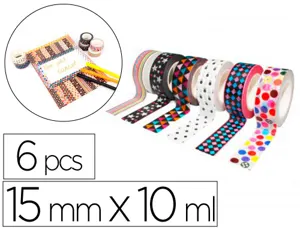Rubans adhesifs sodertex theme geometrica 15 mm x 10   ml 6 pcs — Non classé
