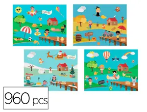 Gommettes papier sodertex les 4 saisons avec scenes         telechargeables 170x220mm 960 pcs 12x4 planches — Non classé