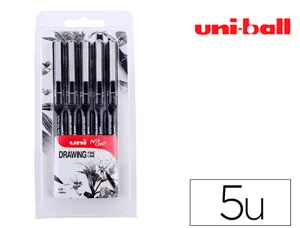 Pochette 5 feutres techniques uniball pin pointe calibrée o,05mm/0,2m/0,4mm/0,5mm/0,7mm encre noire tracé net et précis —…