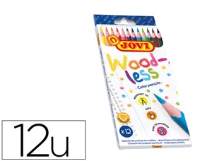 Crayon couleur jovi woodless triangulaire mine resistante  haut pouvoir couvrant inodore couleurs vives etui 12 unites —…